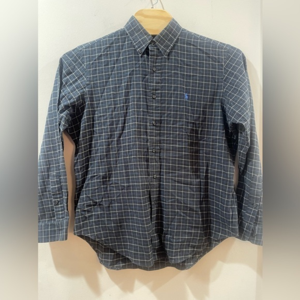 Ralph Lauren Large‎ Black Custom Fit Plaid Long Sleeve Button Down Shirt